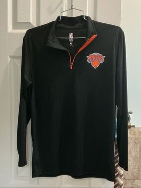 NBA Black Quarter-Zip Pullover with Orange Knicks Logo